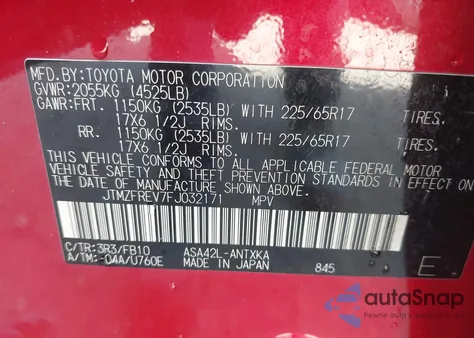 2015 Toyota Rav4 Le from USA, damaged, VIN JTMZFREV7FJ032171